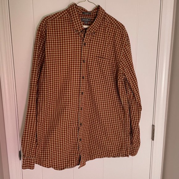 Eddie Bauer Other - Eddie Bauer Orange and Brown Plaid Shirt